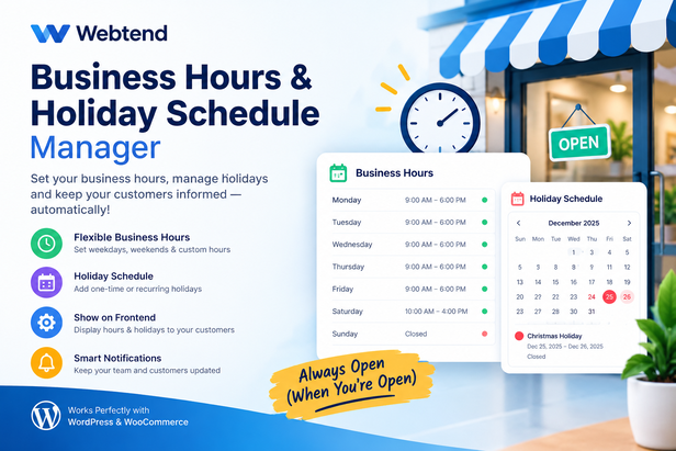 Business Hours & Holiday Schedule Manager
